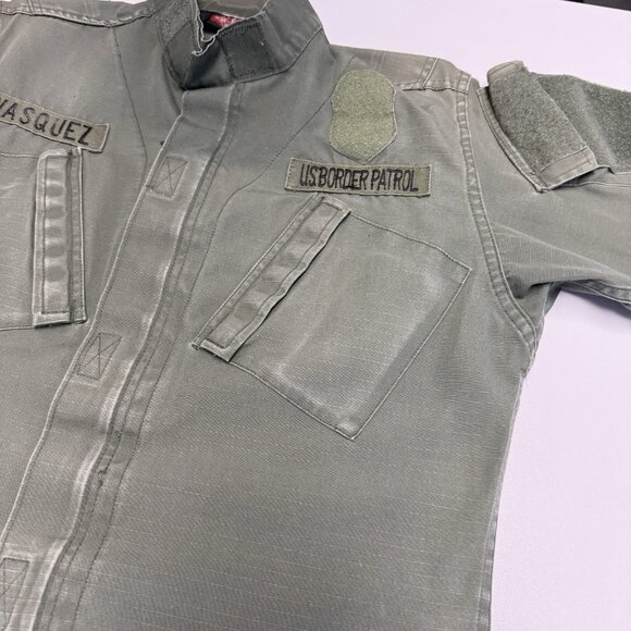 Vintage True Spec Border Patrol Military Shirt Mens M/L Green Ripstpo - Picture 6 of 16